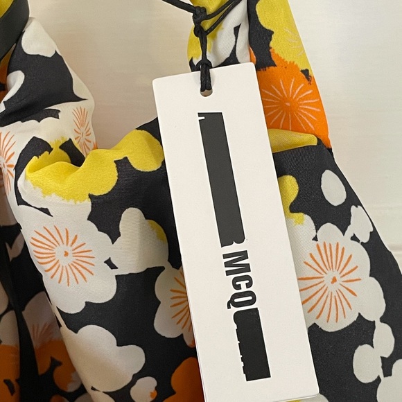 MCQ ALEXANDER MCQUEEN Puffy Floral Print Tote Bag with Mini Pouch Bag - New - Picture 9 of 13